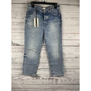 River Island Jeans Women's 10R Straight Leg Denim Edition Button Fly Distressed